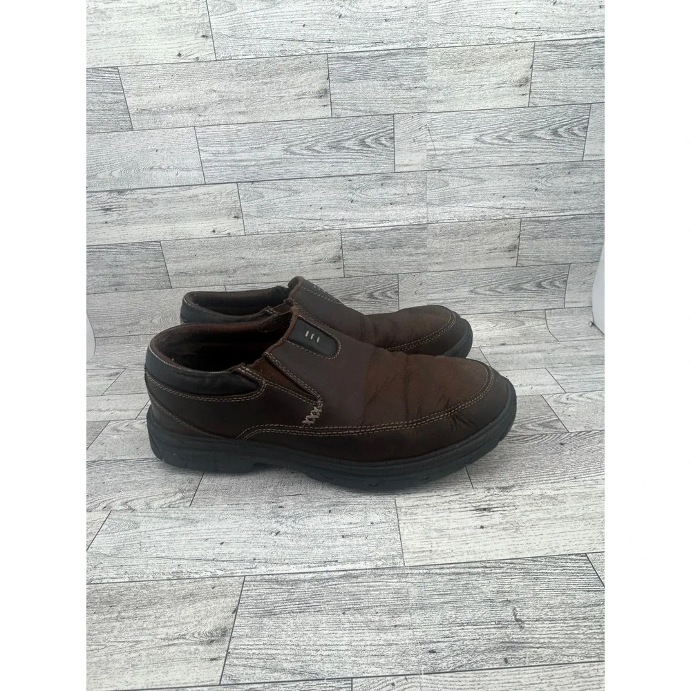Skechers Relaxed Fit Mens Slip‎ On Shoes Brown Leather Memory Foam Size 9